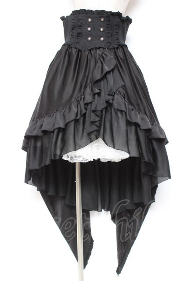 画像1: MARBLE / バッスルリボン付きコルセット風巻きスカート  黒 Y-26-01-20-173-GO-SK-SZ-ZI (1)