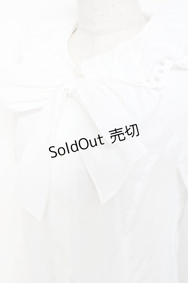 画像4: Leur Getter / コットンボイルボウタイ付ブラウス  白 Y-26-01-20-002-LU-BL-SZ-ZY (4)