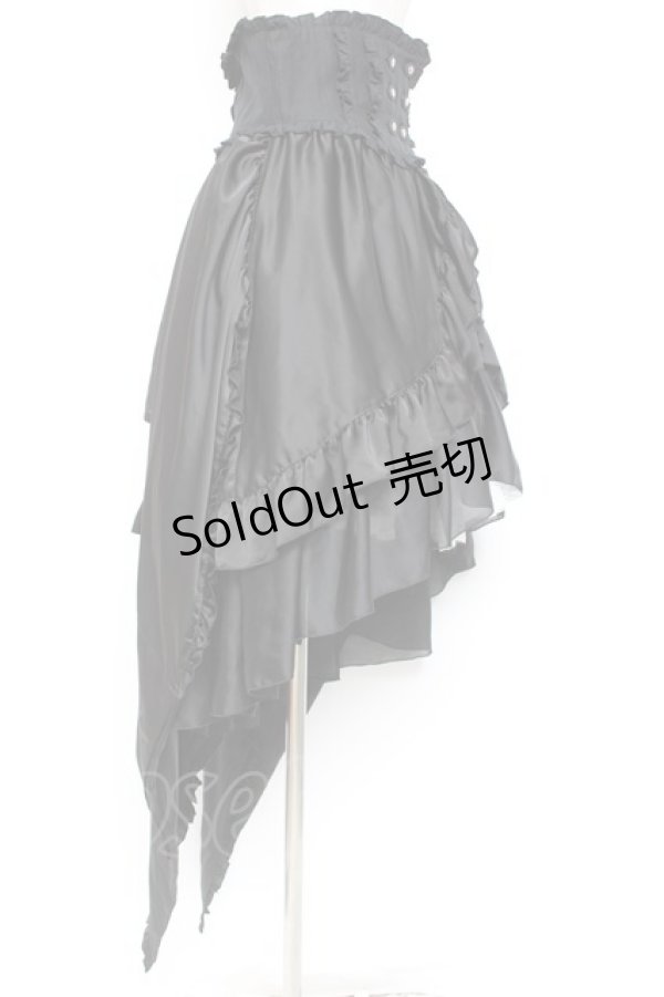 画像2: MARBLE / バッスルリボン付きコルセット風巻きスカート  黒 Y-26-01-20-173-GO-SK-SZ-ZI (2)