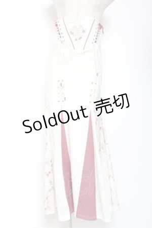 画像: Ozz oneste / 花鳥龍月マーメイドスカート  白 Y-26-01-20-191-OO-SK-SZ-ZS