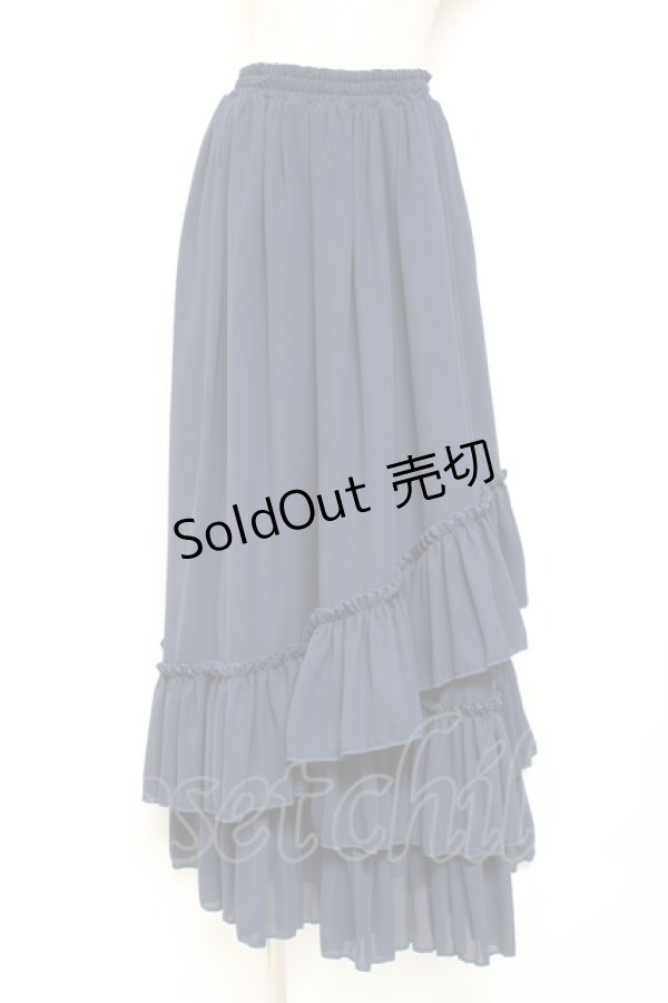 画像1: Vallee lys / "Sweet alyssum series"イレギュラーロングスカート  ネイビー Y-26-01-20-193-GO-SK-SZ-ZI (1)