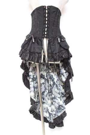 画像: Qutie Frash / 和柄コルセットスカート  黒 Y-26-01-20-196-QU-SK-AS-ZI