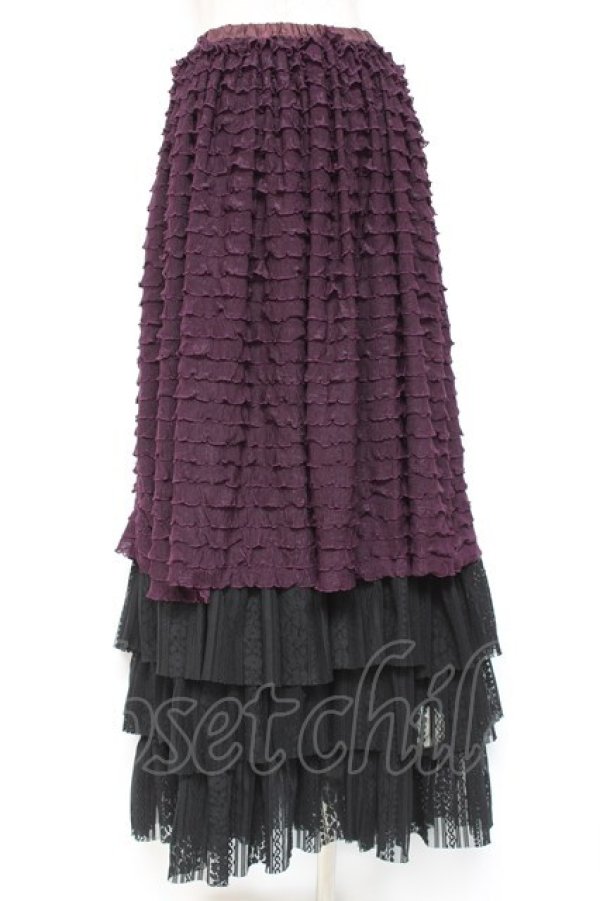 画像2: ATELIER PIERROT / ロングフリルスカート  パープル Y-26-01-20-199-EL-SK-SZ-ZI (2)