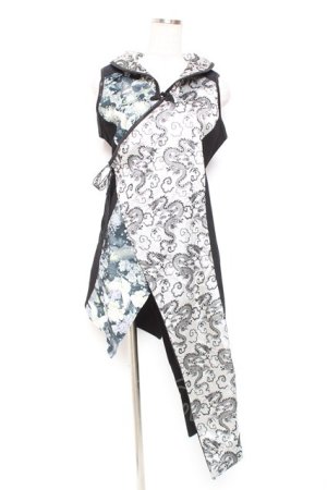 画像: Qutie Frash / アシメチャイナチュニック  黒 Y-26-01-20-023-QU-OP-SZ-ZI