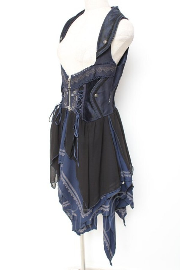 画像2: OZZ ANGELO / 薔薇刺繍ホルターベスト  ネイビー Y-26-01-20-025-OO-TO-HR-ZY (2)