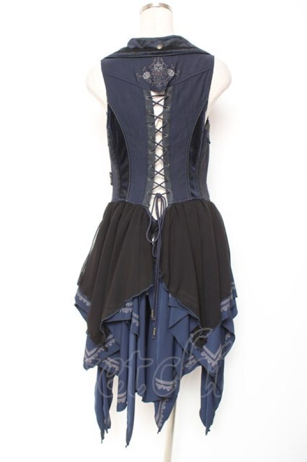 画像3: OZZ ANGELO / 薔薇刺繍ホルターベスト  ネイビー Y-26-01-20-025-OO-TO-HR-ZY (3)