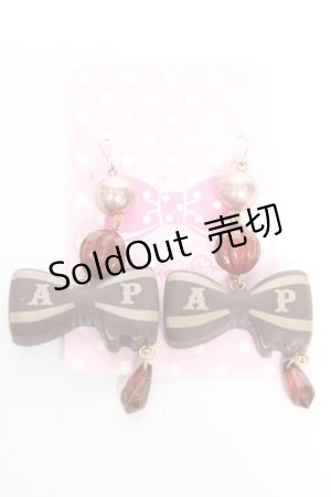 画像: Angelic Pretty / Melty Ribbon Chocolateピアス  ブラウン Y-26-01-22-001-AP-AC-SZ-ZY