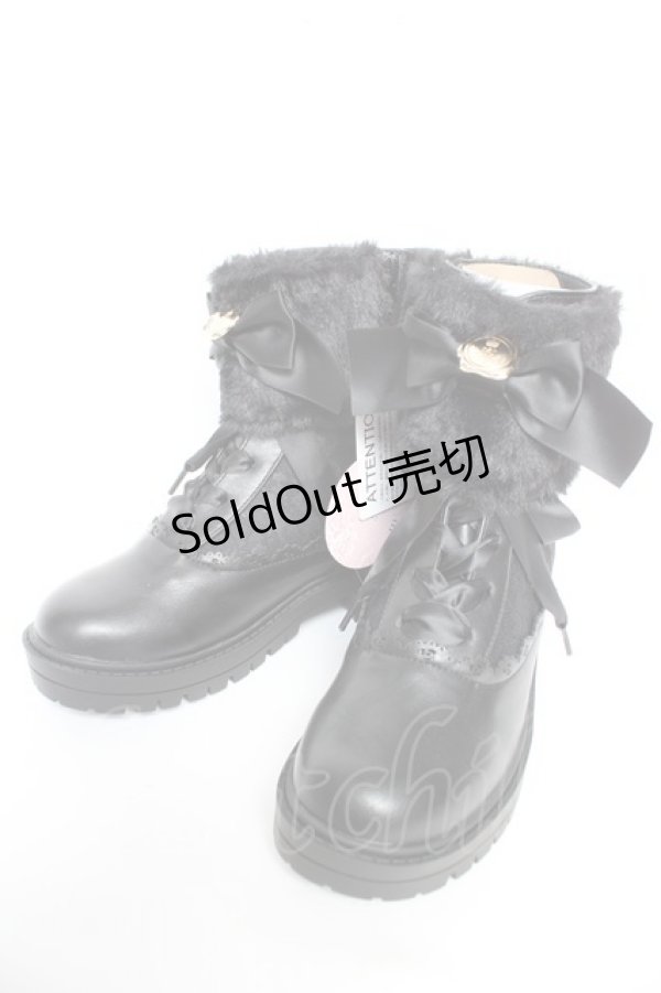 画像1: m petit by misako / AMNIFFレースUPブーツ M 濃黒 Y-26-01-22-044-LO-SH-SZ-ZY (1)