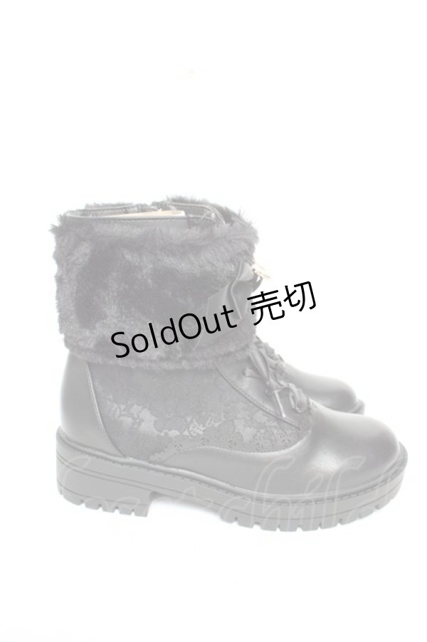 画像4: m petit by misako / AMNIFFレースUPブーツ M 濃黒 Y-26-01-22-044-LO-SH-SZ-ZY (4)