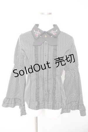 画像: axes femme / クロスローズ刺繍ブラウス M 黒 Y-26-01-22-046-AX-BL-SZ-ZY