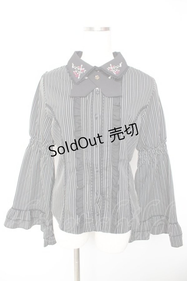 画像1: axes femme / クロスローズ刺繍ブラウス M 黒 Y-26-01-22-046-AX-BL-SZ-ZY (1)