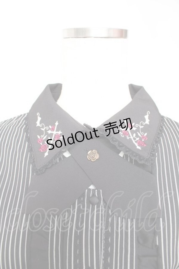 画像3: axes femme / クロスローズ刺繍ブラウス M 黒 Y-26-01-22-046-AX-BL-SZ-ZY (3)