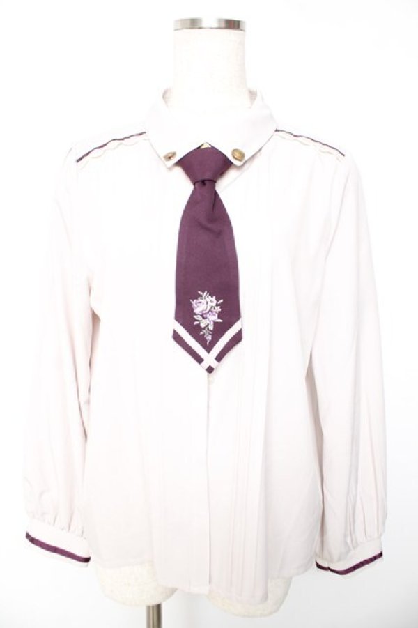 画像1: axes femme / ショートタイセットブラウス  グレー Y-26-01-22-048-AX-BL-SZ-ZY (1)