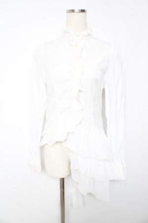 画像: BPN / フリルシフォンアシメブラウス M 白 Y-26-01-22-051-GO-BL-SZ-ZY