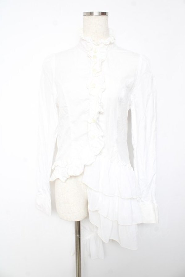 画像1: BPN / フリルシフォンアシメブラウス M 白 Y-26-01-22-051-GO-BL-SZ-ZY (1)