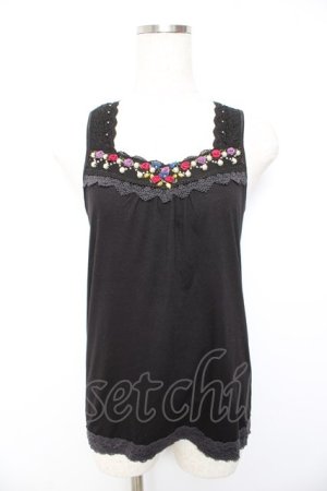 画像: axes femme / ローズ×パールタンク  黒 Y-26-01-22-053-AX-TO-SZ-ZY