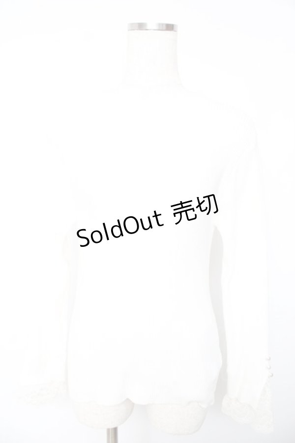 画像1: axes femme / 吸湿発熱袖レースニットプルオーバー  アイボリー Y-26-01-22-058-AX-TO-SZ-ZY (1)