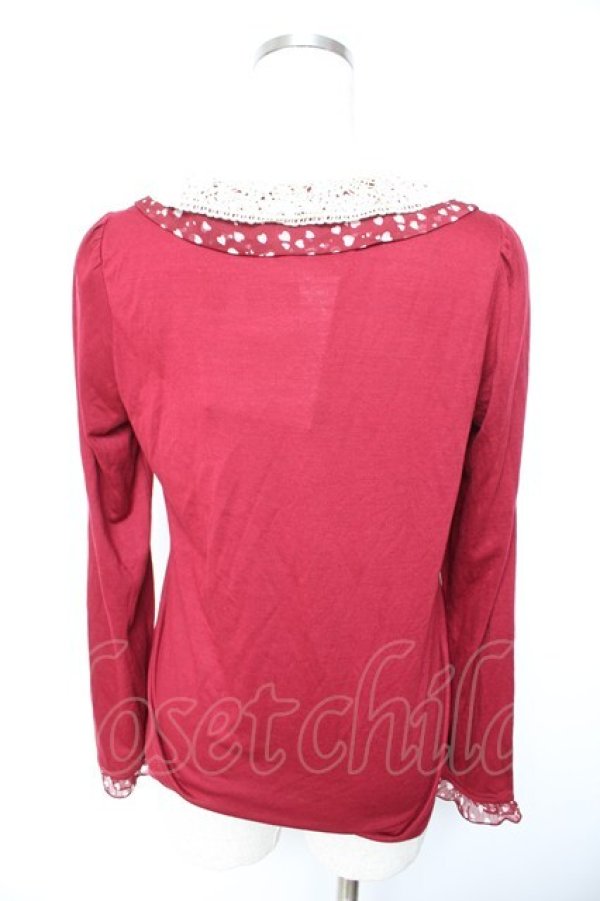 画像2: axes femme / ハートシフォン切替カットソー  ワイン Y-26-01-22-059-AX-TO-SZ-ZY (2)