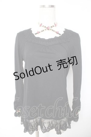 画像: axes femme / ローズストラップ付きカットソー  黒 Y-26-01-22-061-AX-TO-SZ-ZY