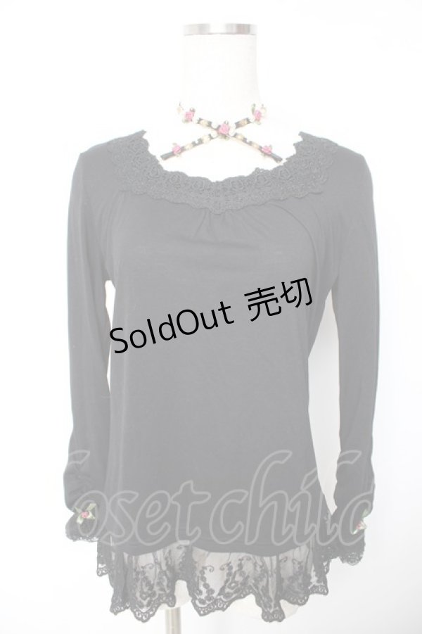 画像1: axes femme / ローズストラップ付きカットソー  黒 Y-26-01-22-061-AX-TO-SZ-ZY (1)