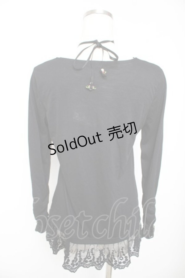 画像2: axes femme / ローズストラップ付きカットソー  黒 Y-26-01-22-061-AX-TO-SZ-ZY (2)