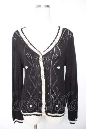 画像: axes femme / バイカラーライン入りカーデ  黒 Y-26-01-22-062-AX-TO-SZ-ZY