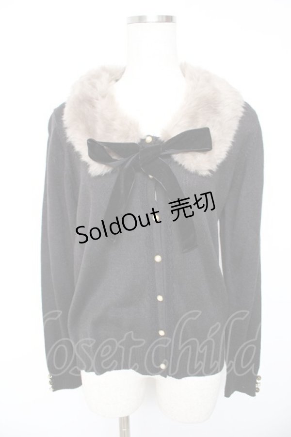 画像1: axes femme / ファー付きカーディガン  黒 Y-26-01-22-063-AX-TO-SZ-ZY (1)