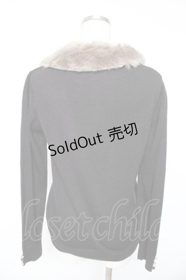 画像2: axes femme / ファー付きカーディガン  黒 Y-26-01-22-063-AX-TO-SZ-ZY (2)