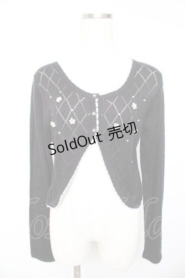 画像1: axes femme / ダイヤ柄ニットボレロ  黒 Y-26-01-22-064-AX-TO-SZ-ZY (1)