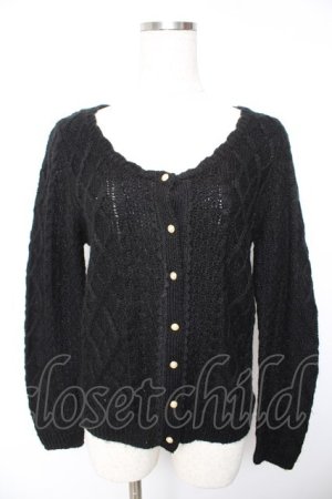 画像: axes femme / ファーティペット付ニットカーデ  黒 Y-26-01-22-065-AX-TO-SZ-ZY