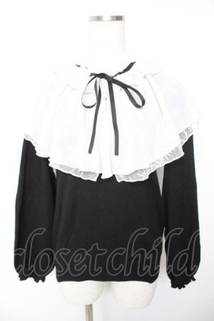 画像: axes femme / ケープデザインニットプルオーバー  黒 Y-26-01-22-066-AX-TO-SZ-ZY