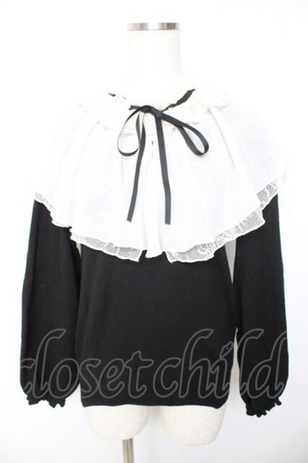 画像1: axes femme / ケープデザインニットプルオーバー  黒 Y-26-01-22-066-AX-TO-SZ-ZY (1)