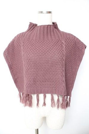 画像: axes femme POETIQUE / ニットポンチョ付きカットプルオーバー  ピンク Y-26-01-22-070-AX-TO-SZ-ZY