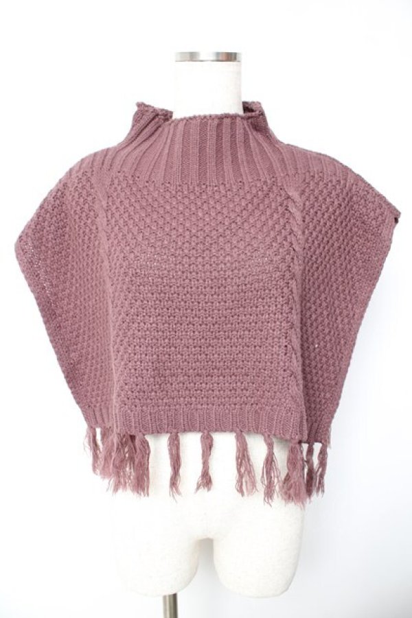 画像1: axes femme POETIQUE / ニットポンチョ付きカットプルオーバー  ピンク Y-26-01-22-070-AX-TO-SZ-ZY (1)