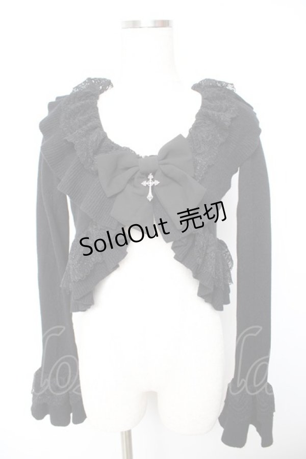 画像1: Chalmiere / クロス透かし編みニットカーデ M 黒 Y-26-01-22-072-LO-TO-SZ-ZY (1)