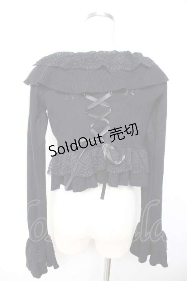 画像2: Chalmiere / クロス透かし編みニットカーデ M 黒 Y-26-01-22-072-LO-TO-SZ-ZY (2)