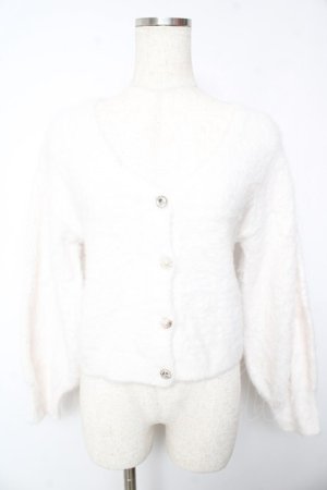 画像: axes femme / アソート釦フェザーニットカーディガン  白 Y-26-01-22-080-AX-TO-SZ-ZY