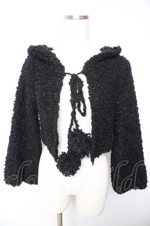 画像1: BPN / フード付きニットポンチョ M 黒 Y-26-01-22-083-GO-TO-SZ-ZY (1)