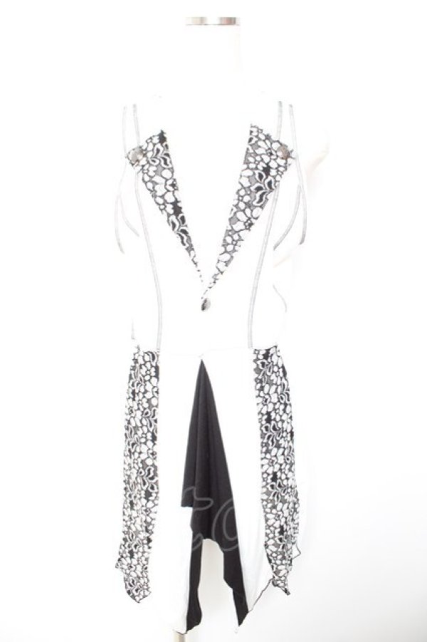 画像1: ALGONQUINS / レース切替ロングベスト  白 Y-26-01-22-087-AL-TO-SZ-ZY (1)