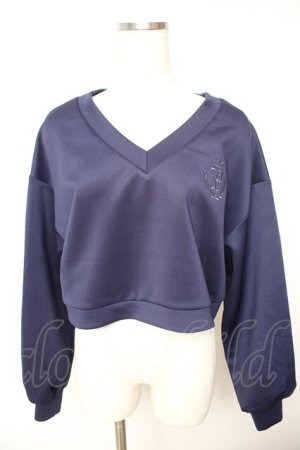 画像: F i.n.t / 刺繍入りダンボールニットプルオーバー F ネイビー Y-26-01-22-089-CA-TO-SZ-ZY