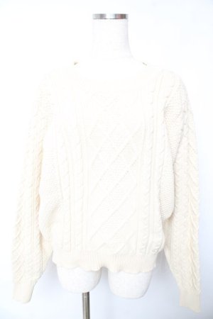 画像: F i.n.t / アラン柄ストレッチニットプルオーバー F アイボリー Y-26-01-22-090-CA-TO-SZ-ZY