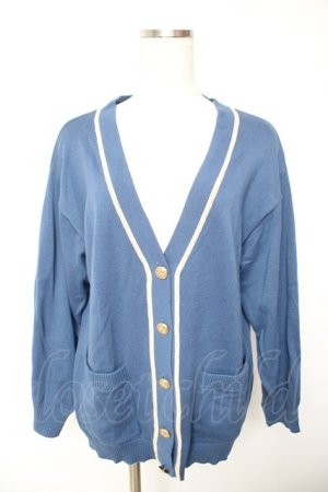 画像: F i.n.t / ローズエンブレム釦腰丈ニットカーディガン F ブルー Y-26-01-22-092-CA-TO-SZ-ZY