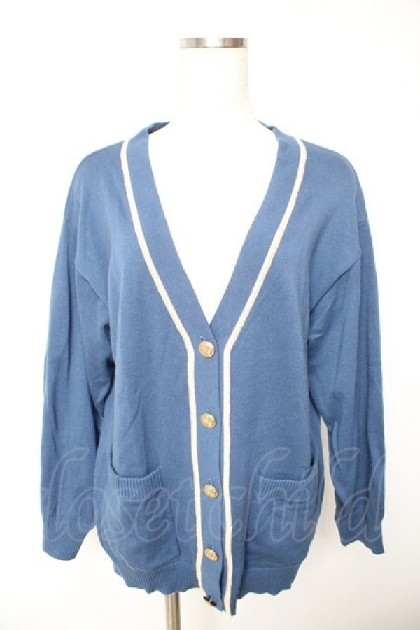 画像1: F i.n.t / ローズエンブレム釦腰丈ニットカーディガン F ブルー Y-26-01-22-092-CA-TO-SZ-ZY (1)