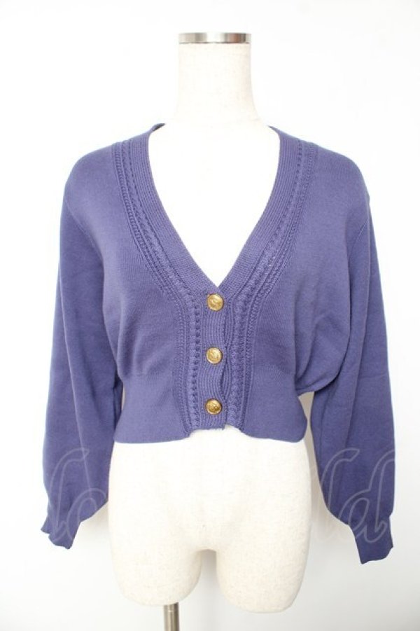 画像1: an another angelus / 飾りケーブル衿ぐりコイン釦ニットカーディガン F ブルー Y-26-01-22-094-CA-TO-SZ-ZY (1)