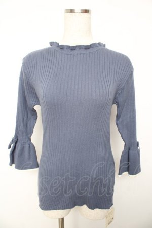 画像: F&A / 袖口リボン7分袖ニットプルオーバー F ブルー Y-26-01-22-097-LO-TO-SZ-ZY