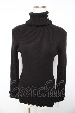 画像: F&A / 釦付きリブタートル F ブラック Y-26-01-22-098-LO-TO-SZ-ZY