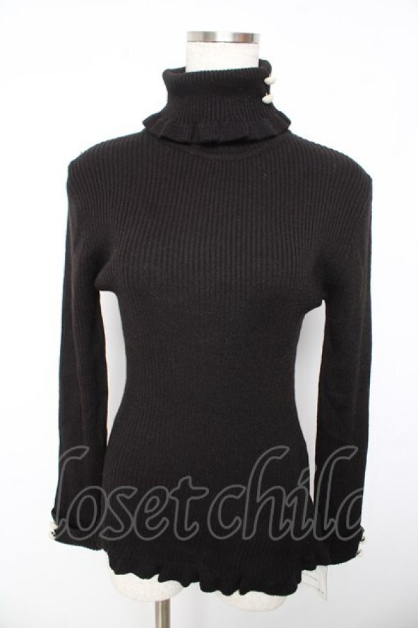 画像1: F&A / 釦付きリブタートル F ブラック Y-26-01-22-098-LO-TO-SZ-ZY (1)