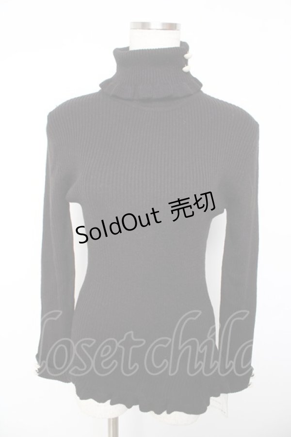 画像1: F&A / 釦付きリブタートル F ブラック Y-26-01-22-098-LO-TO-SZ-ZY (1)