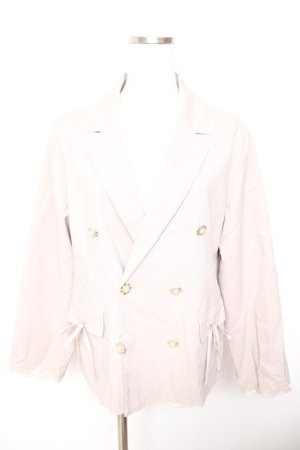 画像: axes femme / スカラップ刺繍ダブルジャケット  グレー Y-26-01-22-103-AX-JA-SZ-ZY