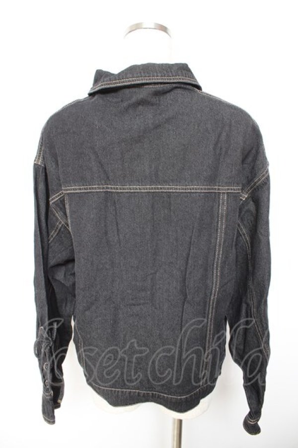 画像2: F i.n.t / 袖レースアップオーバーデニムジャケット F 黒 Y-26-01-22-105-CA-JA-SZ-ZY (2)